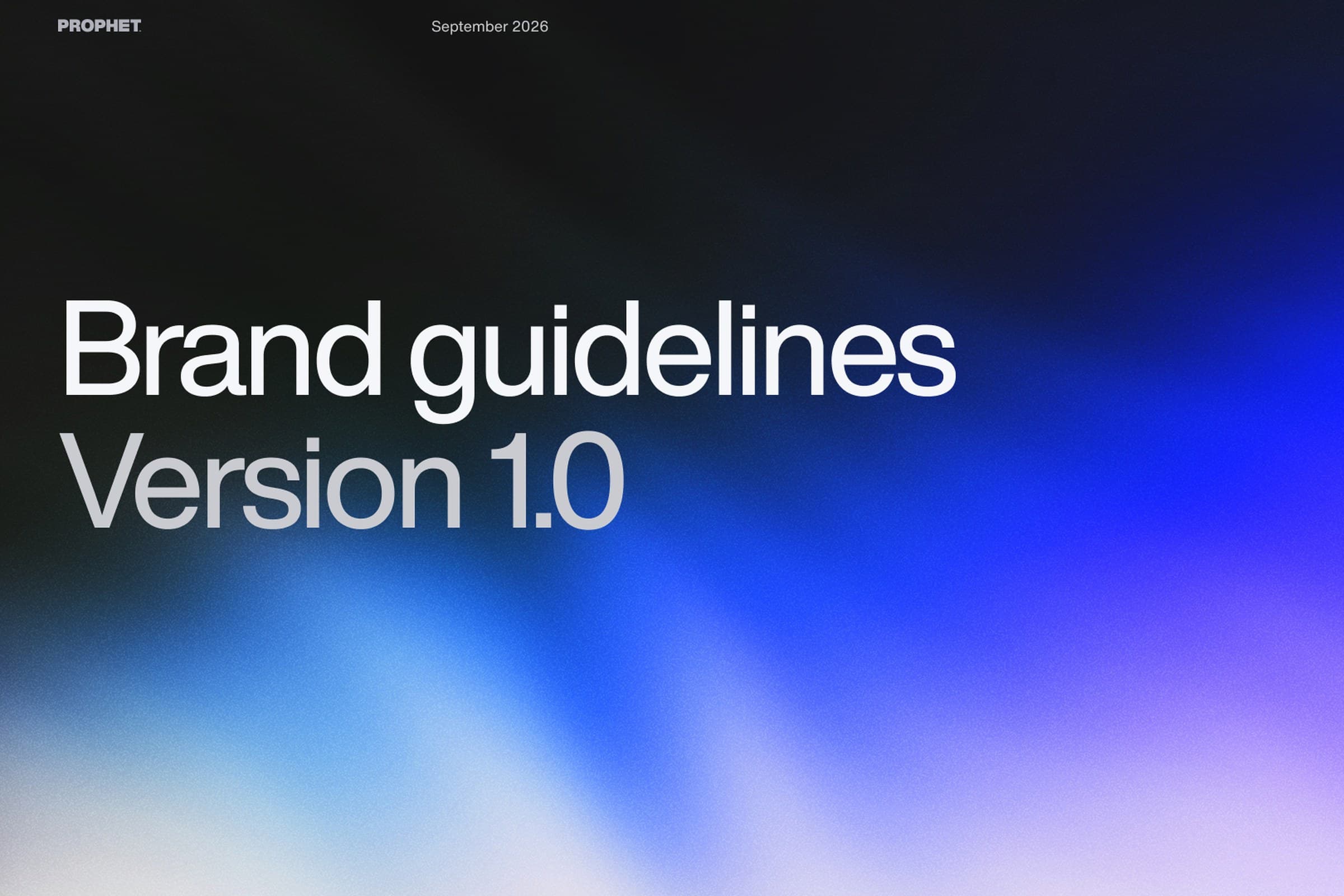 Prophet brand guidelines cover on the grain gradient
