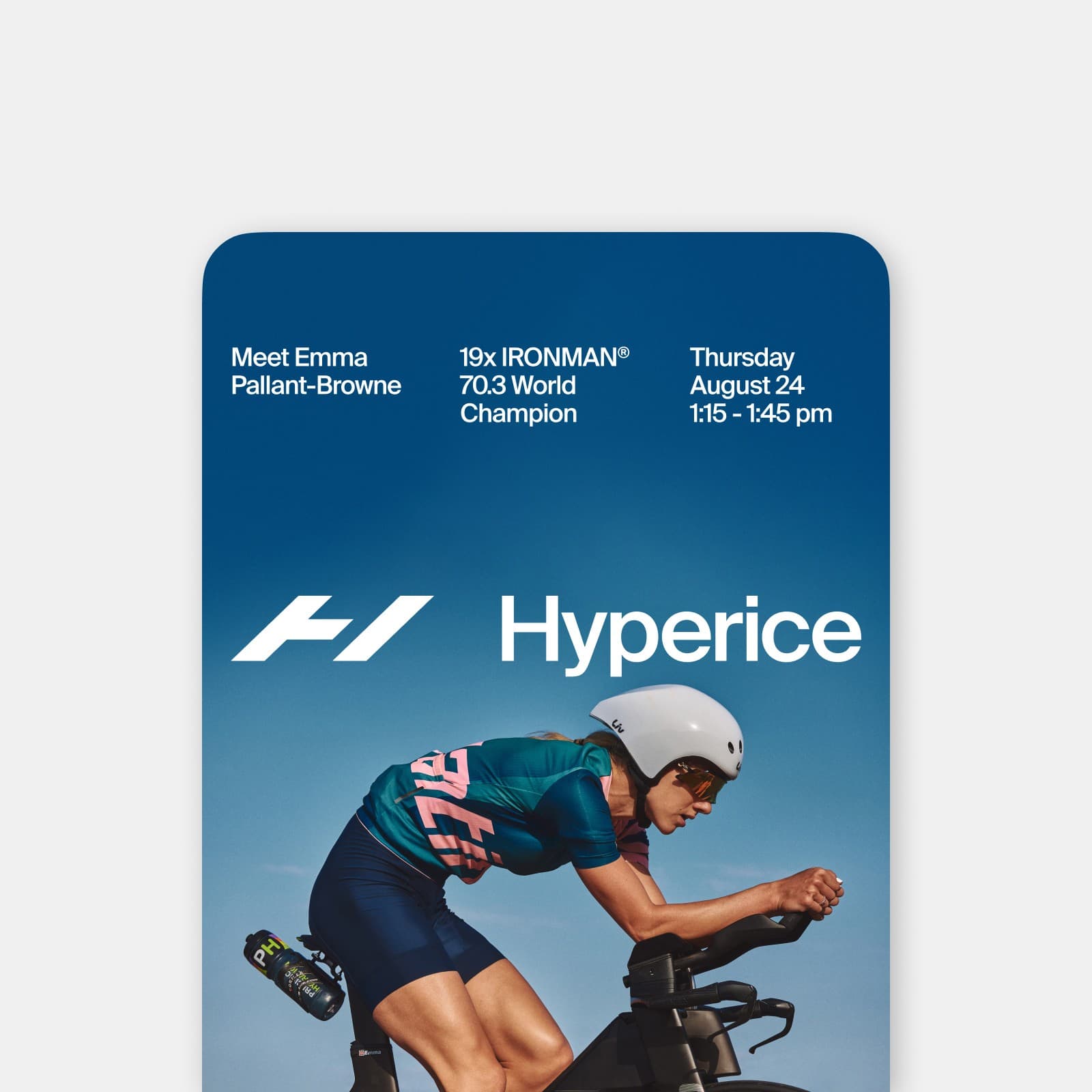 Event poster with triathlete Emma Pallant-Browne